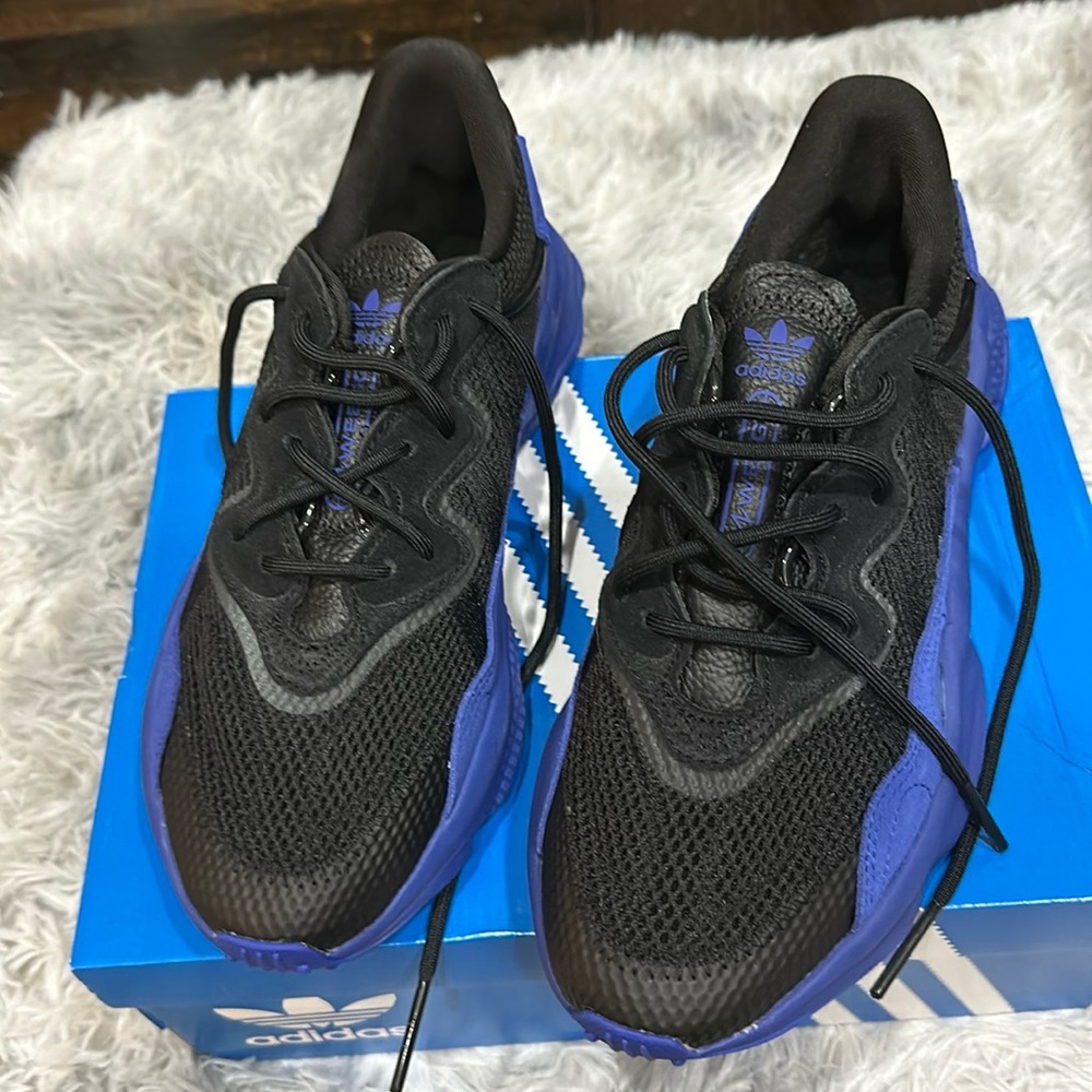 New Adidas with box, blue, and black